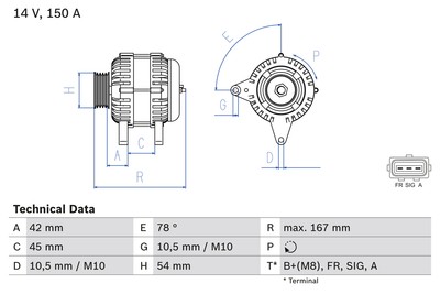BOSCH 0 986 049 071 Generator for FORD FORD AUSTRALIA VOLVO