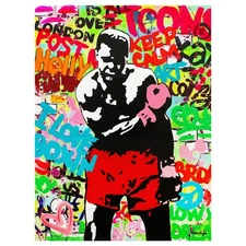 Nastya Rovenskaya- Original Mixed Media on Canvas "Muhammad Ali"