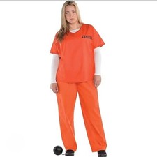 Amscan Orange Inmate/Prisoner Halloween Costume Plus Size 18-20 Party