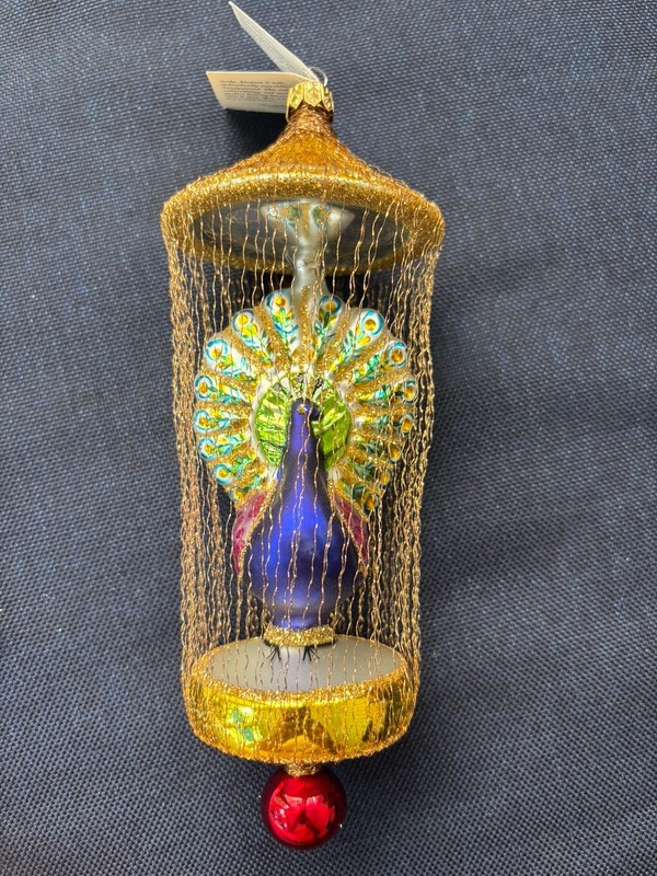 1993 first edition Christopher Radko “Gilded Cage Peacock” Christmas Ornament