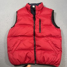 OLD NAVY Reversible Puffer Jacket Vest Youth/boys MEDIUM 10 Full Zip RED/NAVY