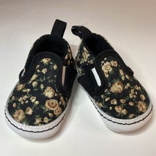 Vans Slip-On V Crib Born Baby Floral Shoes Sz 1.0 Classic Soft