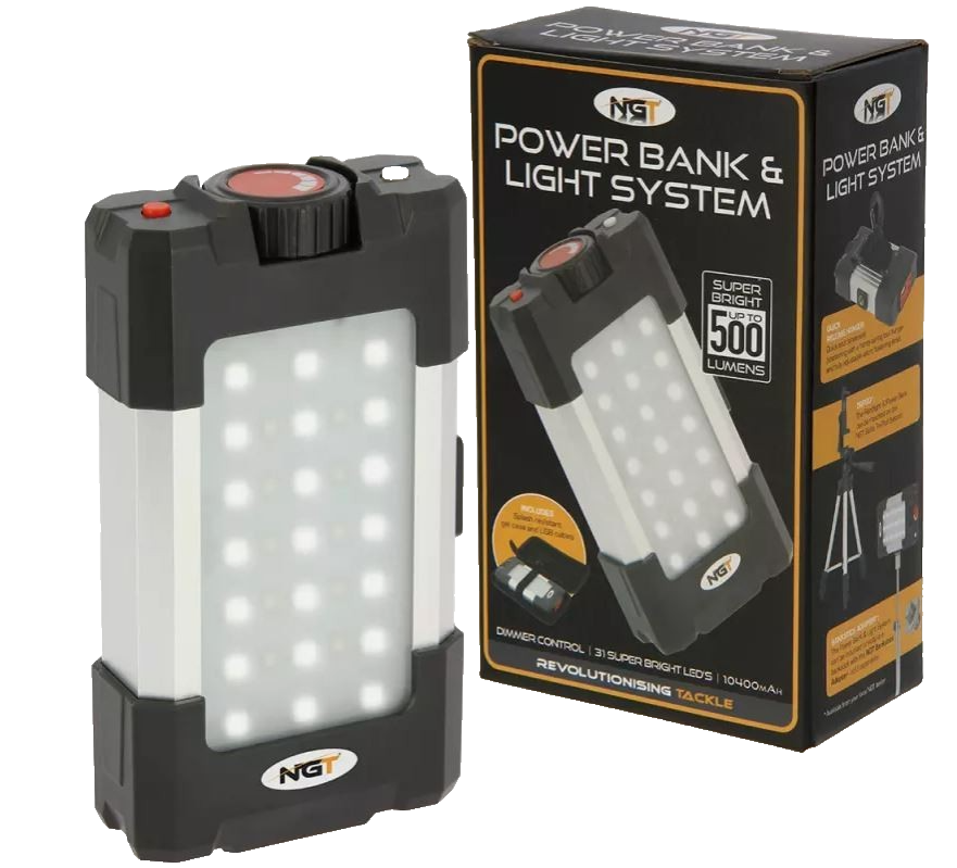 NGT Fishing Bivvy Light 10400mAH Power Bank 21 LED Lights Torch Camping Light