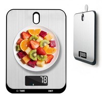KüChenwaage Digital Edelstahl 1G-10Kg LCD Schwarz Mit Wandhalterung