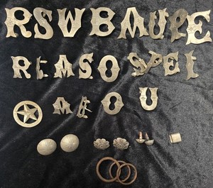 32 Piece Antique Silver-tone Lettering & Decor From Equine Chest Collar