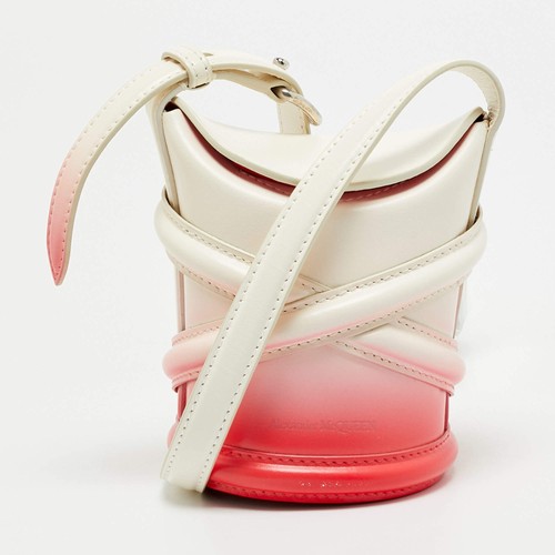 Alexander McQueen The Curve Micro Ombre RedWhite Leather Bucket Bag
