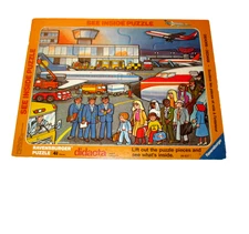 Ravensburger See Inside Puzzle Airport 1988 Frame Tray 41 Pcs Airplane Pilot