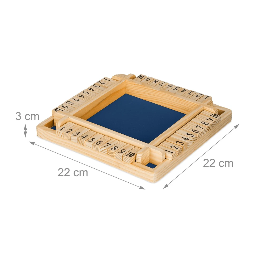 Shut the box spiel Klappbrettspiel Holz Würfelspiel 390 g Shut The Box 10 Würfel - Bild 4 von 4