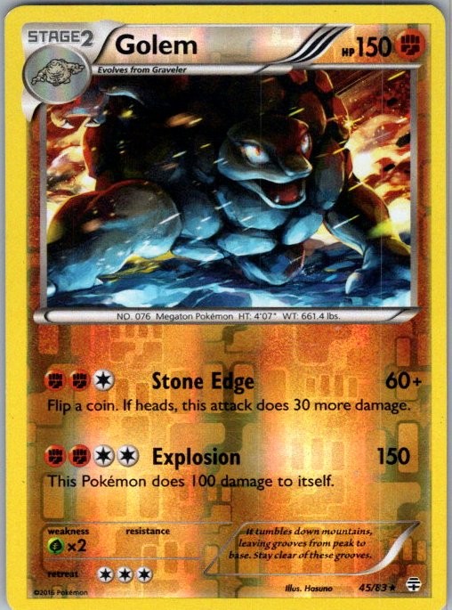 Golem 45/83 Reverse Holo Holo Rare Generations LP