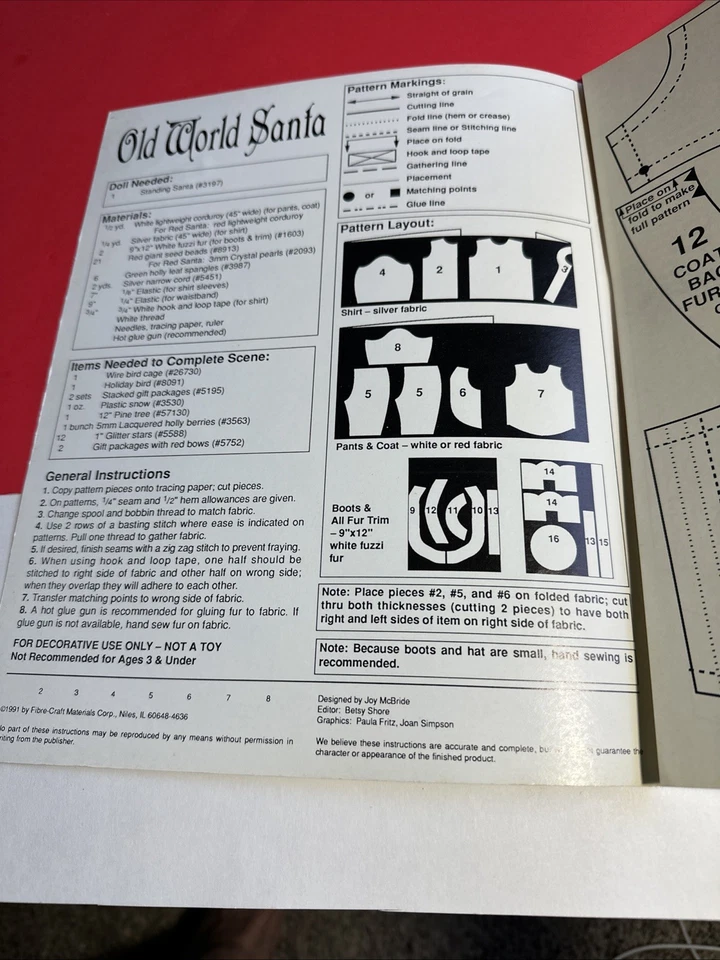 Old World Santa & Workshop Santa For 14” Doll Fibre Craft 258 & 259 Patterns - Image 3 of 3