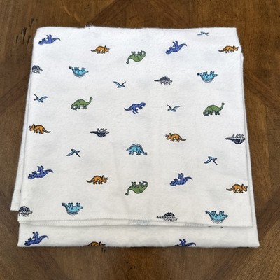 Carter's One Size Dinosaur Baby Blanket White Blue Orange Green Receiving