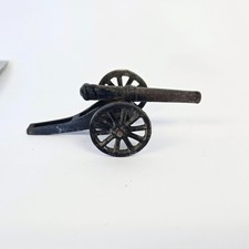 Vintage Cast Iron Miniature Cannon Model Toy Spoked Wheels 4 Inch Black Used