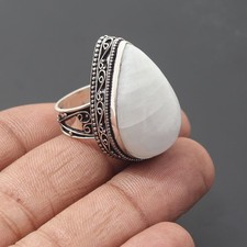 Rainbow Moonstone Gemstone 925 Sterling Silver Handmade Ring Jewelry Gift For