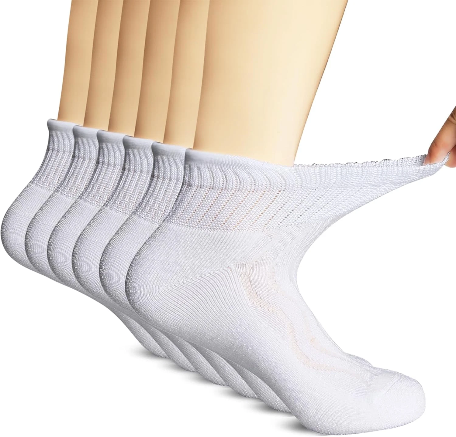 Bamboo Viscose Ankle Diabetic Socks for Men & Women, 6 Pairs, Soft Cushioned, No