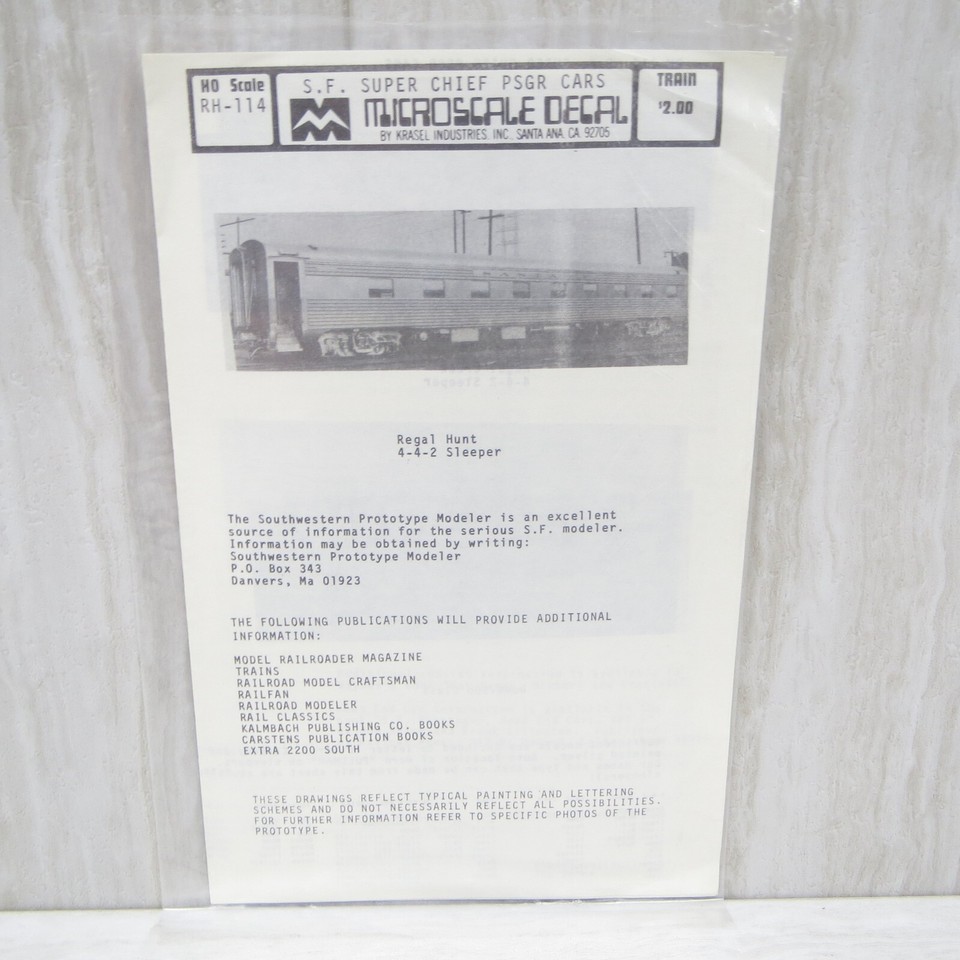 SANTA FE SUPER CHIEF PASSENGER CARS RH114 HO SCALE MICROSCALE