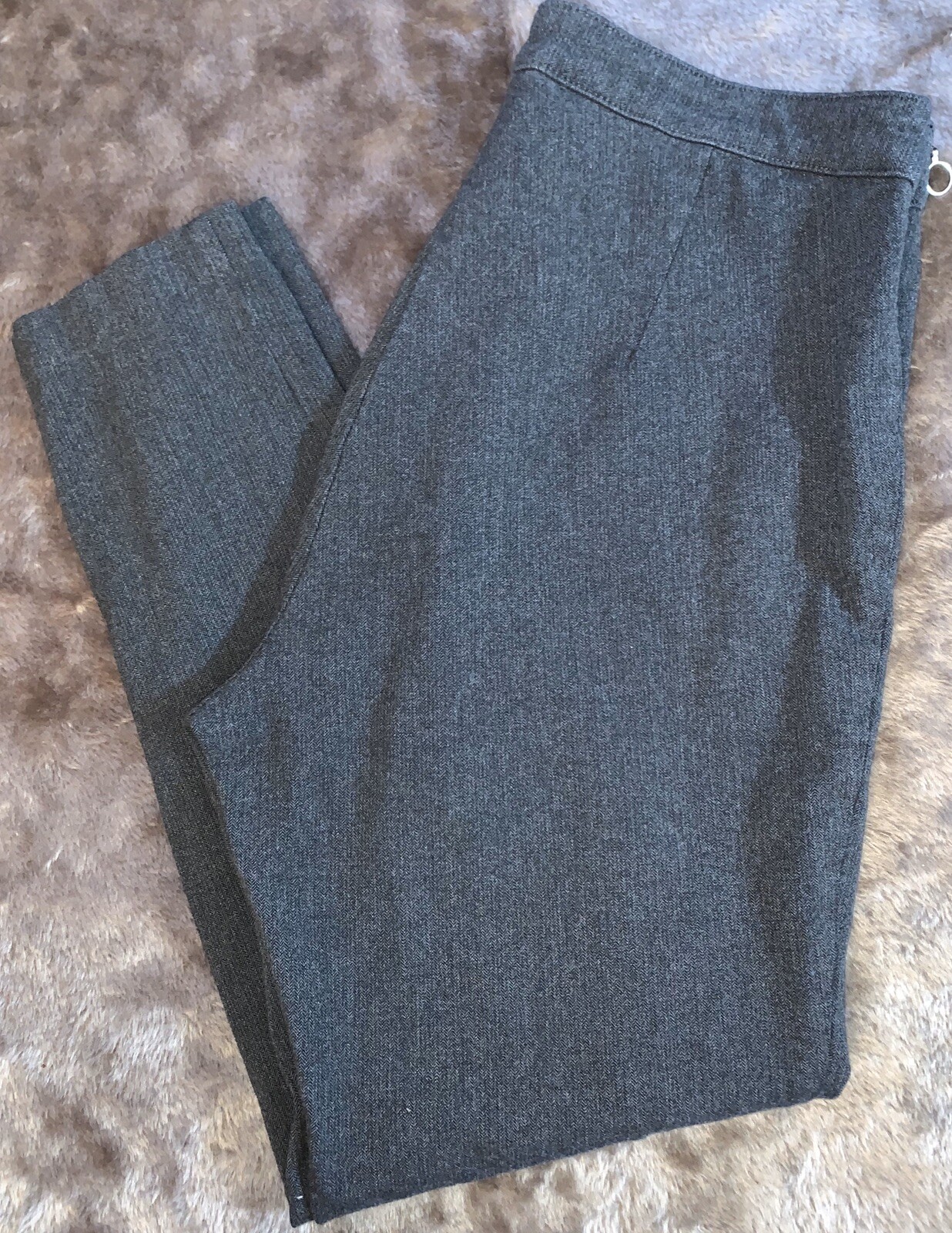H&M Women’s Gray Ankle Pants Skinny Leg Side Zip Cotton Blend Size 16