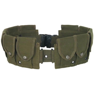 FOX TACTICAL 10 Pocket M1 Garand Utility Cartridge Ammo Pouch Canvas Adj Batman Belt OD GREEN