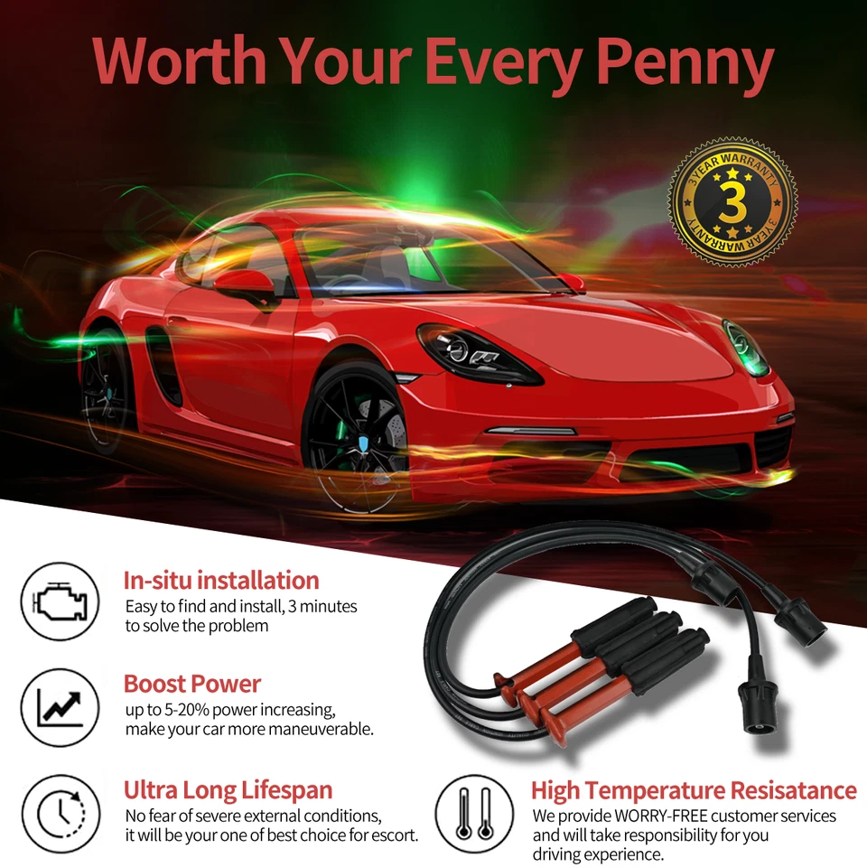 Spark Plug Wireset for 1994-1999 Mercedes-Benz S320 C280 E320 C36 300E 671-6150 - Image 2 of 4