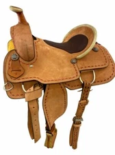 Roper Style Saddle Tan Rough Out Latigo Lacing Full QH Bars 16" NEW