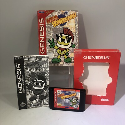 Mega Bomberman (Sega Genesis, 1994) Comes w/ Game, Manual & Insert Box #ML