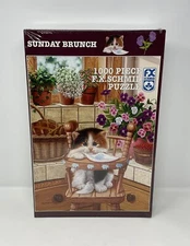 F.X. Schmid 1000 Piece Puzzle 1996 Sunday Brunch Kitten Vintage 20”X 27” NIB Vtg