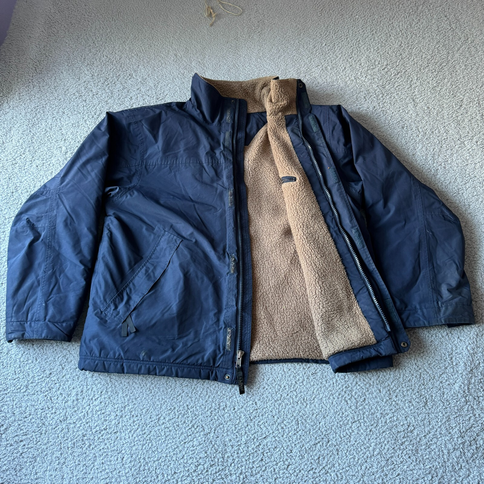 LL Bean Jacket Mens Extra Large Blue Bomber Ski Sherpa Lined Nylon Outdoor Snow