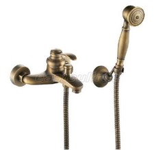 Antique Brass Wall Mounted Bathroom Bathtub Shower Faucet Mixer Tap Set ers012
