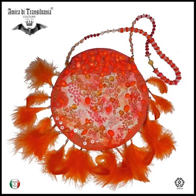 women summer shoulder bag shoulder bag designer elegant original feathers orange 1