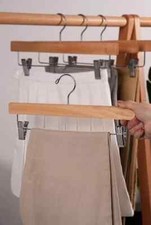 Nature Smile Solid Lotus Wood Deluxe Wooden Pants Hangers Bottom Hanger Jeans