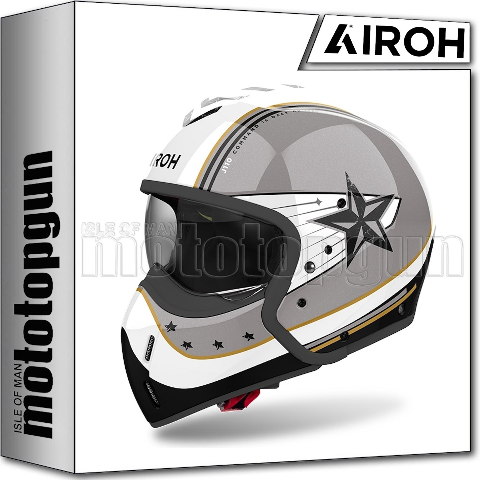 AIROH HELMET JET MOTORBIKE J1C91 J 110 COMMAND GOLD GLITTER S