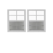 Shed Windows and More 2 Pack 24" X 27" Window Aluminum Frame White Flush Window