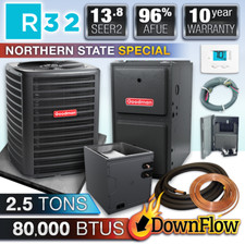 Goodman 2.5 Ton R32 Air Conditioner & Downflow 80000 BTU 96% Gas Furnace System