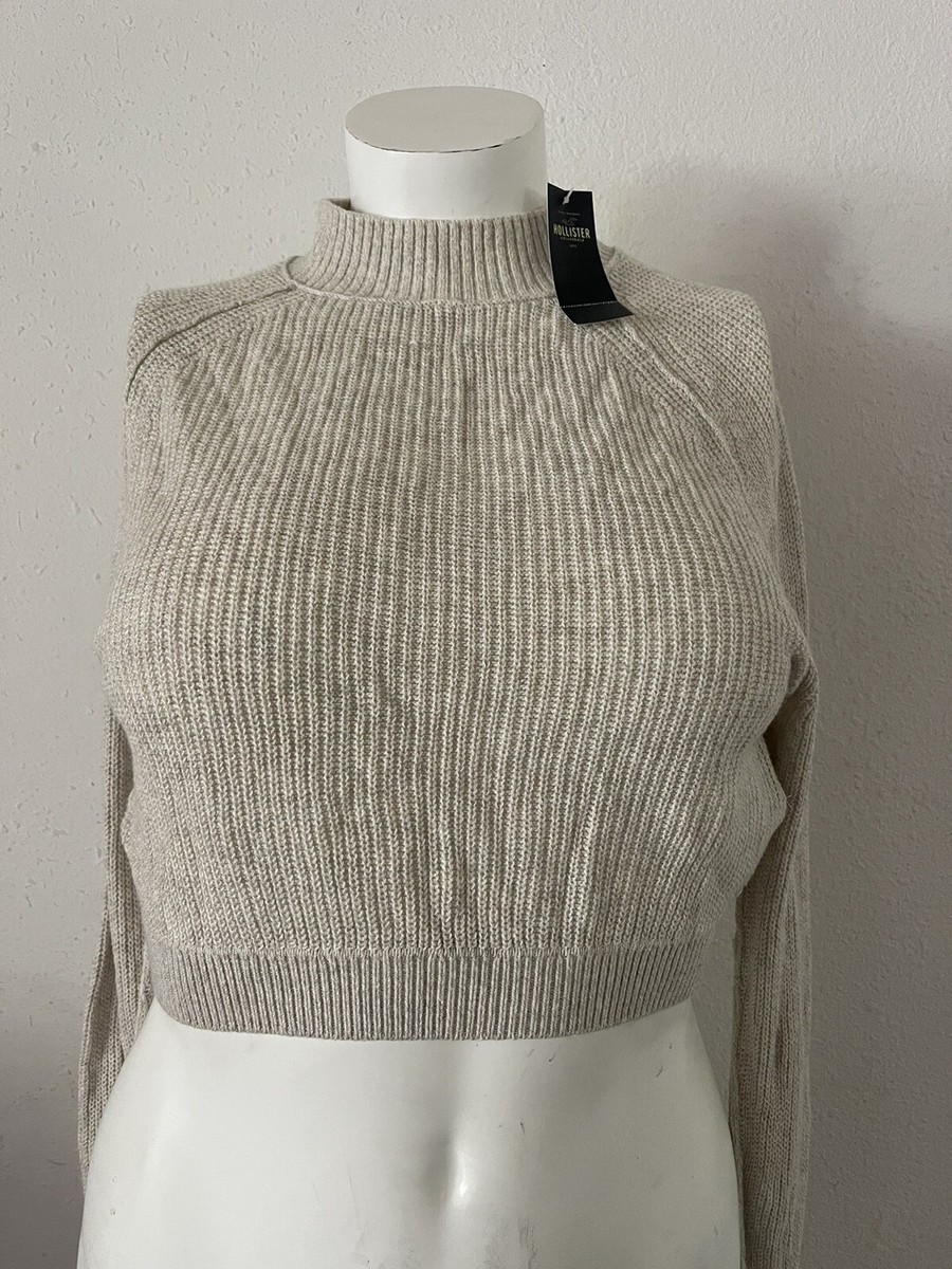 Hollister Women’s Cropped Sweatshirt Long Sleeve Crewneck Size S Gray