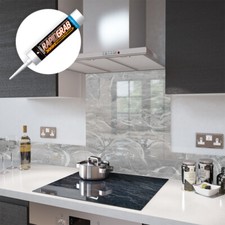 Premier Range "24 - Abstract Grey Granite" Glass Splashback