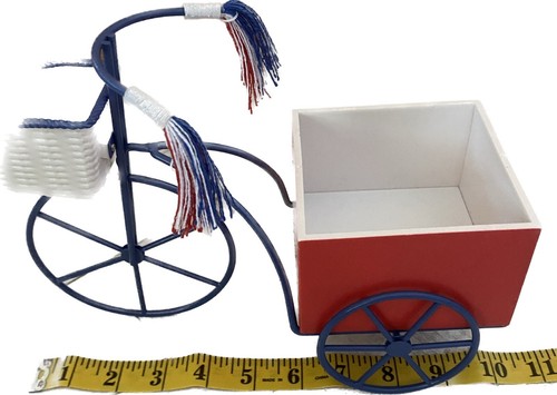 Nuevo con etiquetas Carro de Flores Decoración de Bicicletas Rojo/Blanco/Azul 10"" Largo X 7"" Alto Rojo Caja 4x4 - Imagen 7 de 8
