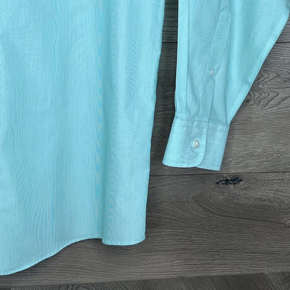 Camisa Roundtree & Yorke 16,5/35 listra verde perfeita EZ Care etiqueta dourada nova com etiquetas - Imagem 4 de 4