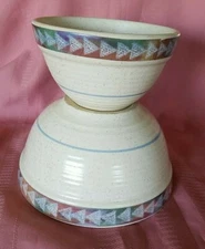 2 Treasure Craft HORIZON Southwest Design Mixing Nesting Serving Bowls USA