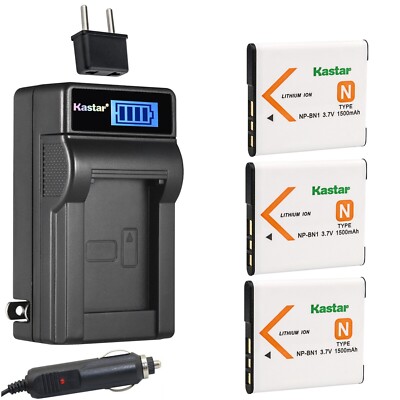 Travel Charger & 3 battery for DSC-J10 J20 KW1 KW11 QX10 QX30 QX100 T99 T110