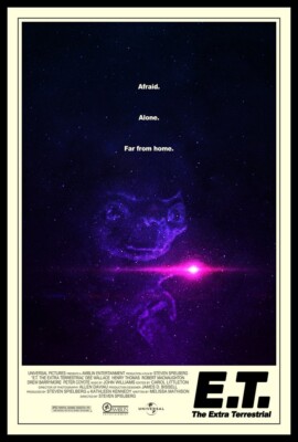 1982 E.T. The Extra-Terrestrial Movie Poster Print Elliott Gertie    