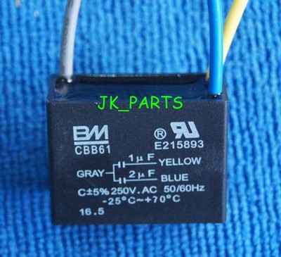 New Bm Cbb61 1uf 2uf 3 Wire 250vac Ceiling Fan Capacitor Ul