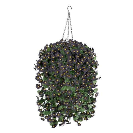 Artificial Fake Halloween Silk Hanging Flowers Plants Baskets for Outdoor Black