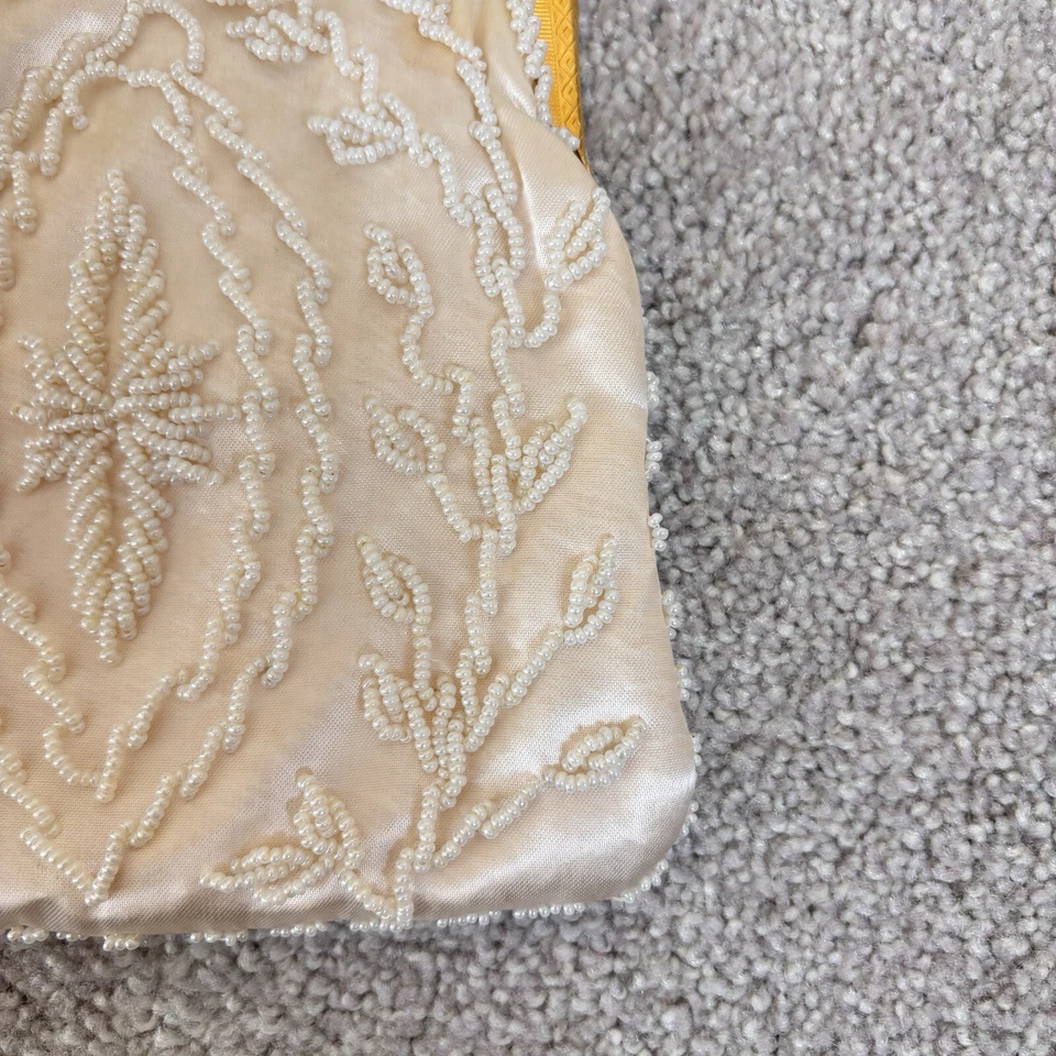 Vintage Walborg Ivory Beaded Handbag Purse Wedding Formal  Retro Old Hollywood - Image 4 of 4