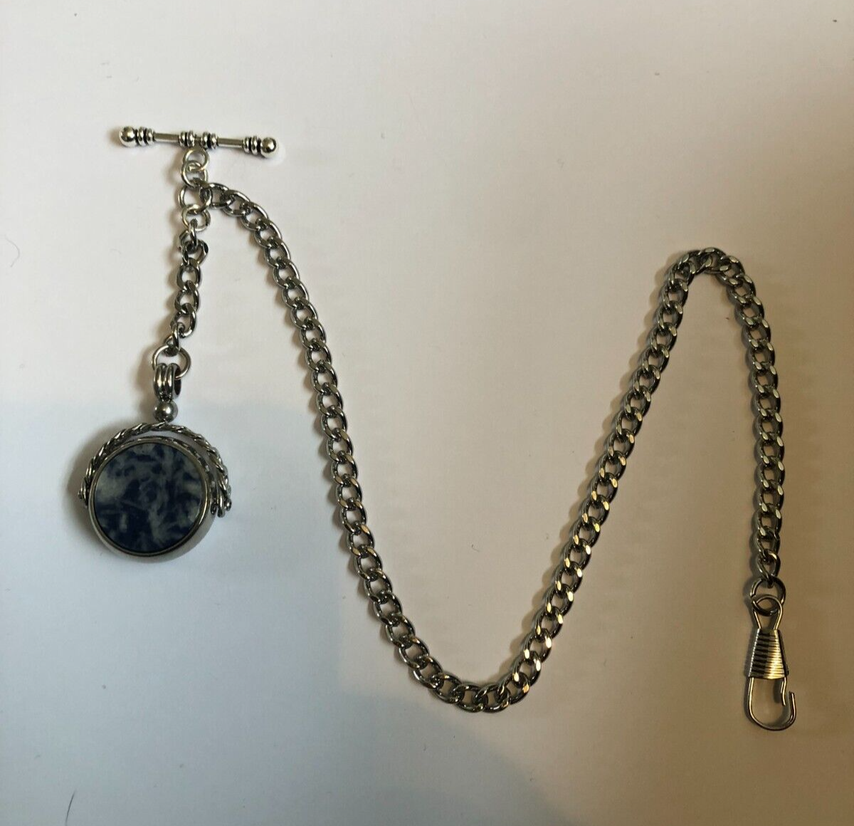 vintage type single albert silver plated pocket watch chain