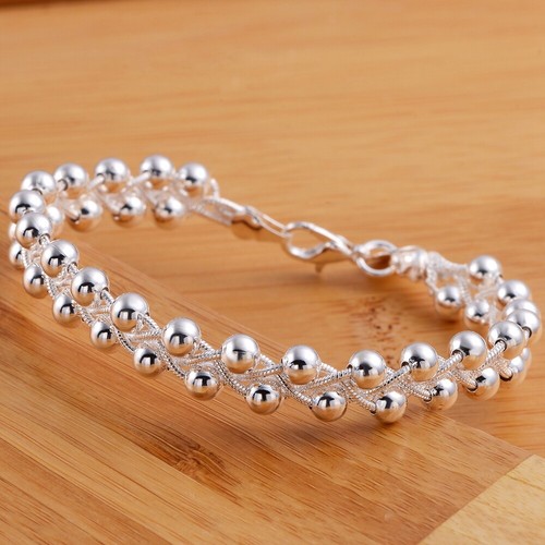 925 Sterling silver Bracelet Beautiful bead chain for woman fashion fine jewelry - Picture 6 of 7