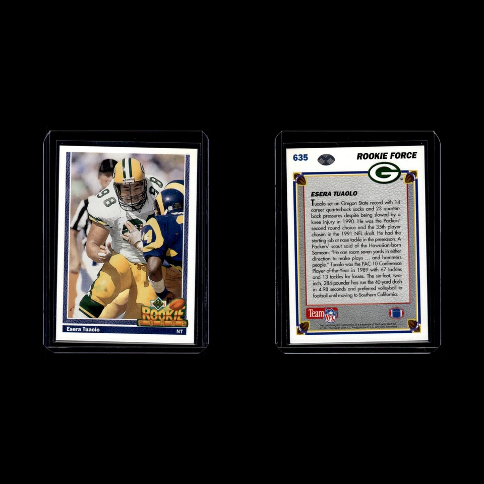 Esera Tuaolo Rookie #635 1991 Upper Deck Green Bay Packers Football Card NFL NM - Image 3 of 3