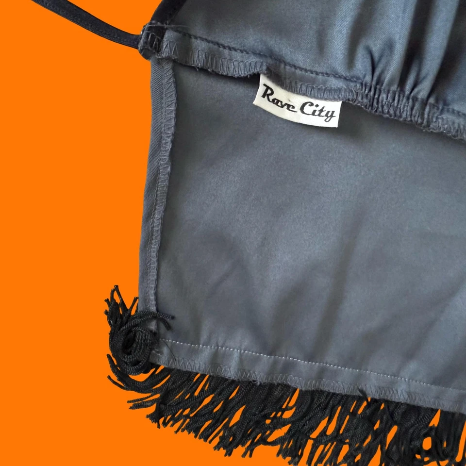 90's 00's vintage faux suede fringe open back y2k halter tank top XS/S - Image 4 of 4