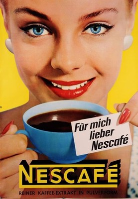 Original Vintage Swiss Nescafé Plakat Kaffee Werbung Für mich lieber 50er Jahre