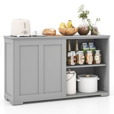 Modern Buffet Storage Cabinet w/ 2 Sliding Doors  3-Level Adjustable Shelf