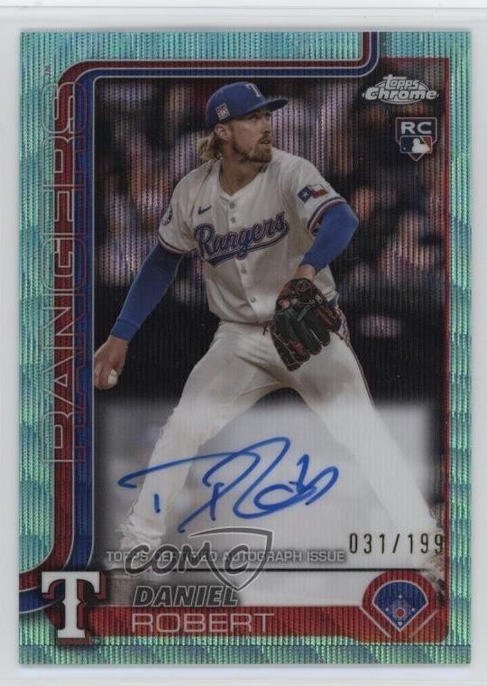 2025 Topps Chrome Rookie Aqua Wave Refractor 31/199 Daniel Robert Auto RC 1p2r