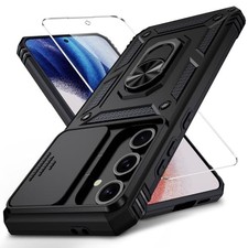 for Samsung Galaxy S24 FE Case, Camera Lens Cover  HD Screen Protector, Black